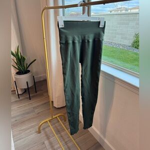Anthropologie Daily Practice Olive Green Lettuce Hem XS/S High Waisted Leggings